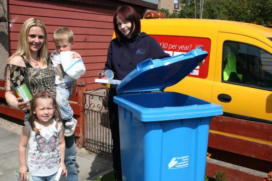 Photograph of Sutherland blue bins and calendars delivered for new service 