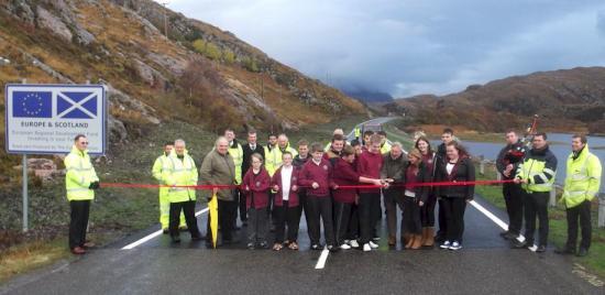 Photograph of Ceremony marks opening of A838 Laxford Bridge North approach road